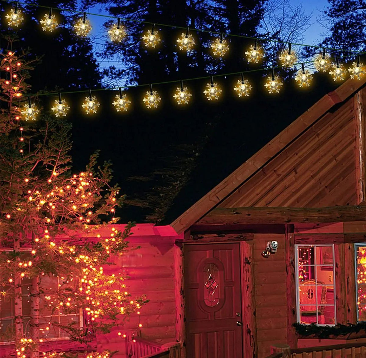 33Ft Solar Snowflake Twinkle Star String Lights, 100 LED Outdoor 8 Lighting Modes & Waterproof by Outdoor Solar Outlet