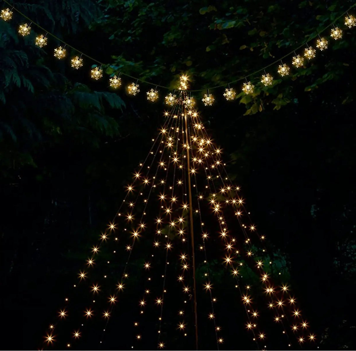 33Ft Solar Snowflake Twinkle Star String Lights, 100 LED Outdoor 8 Lighting Modes & Waterproof by Outdoor Solar Outlet