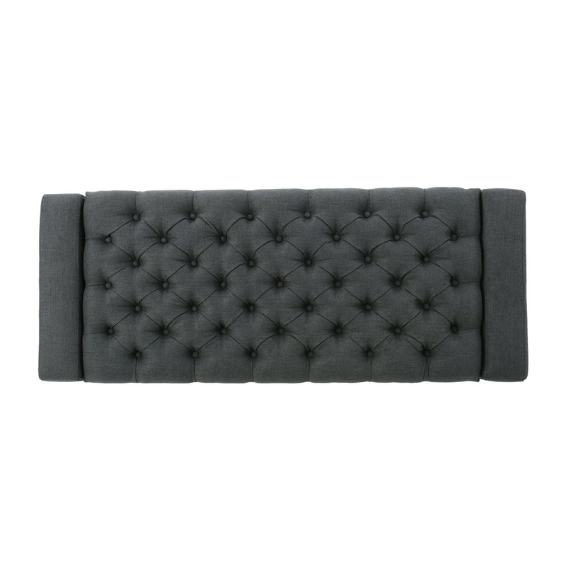 Contemporary Storage Ottoman With Tufted Top - Dark Gray by HouseOfZazla