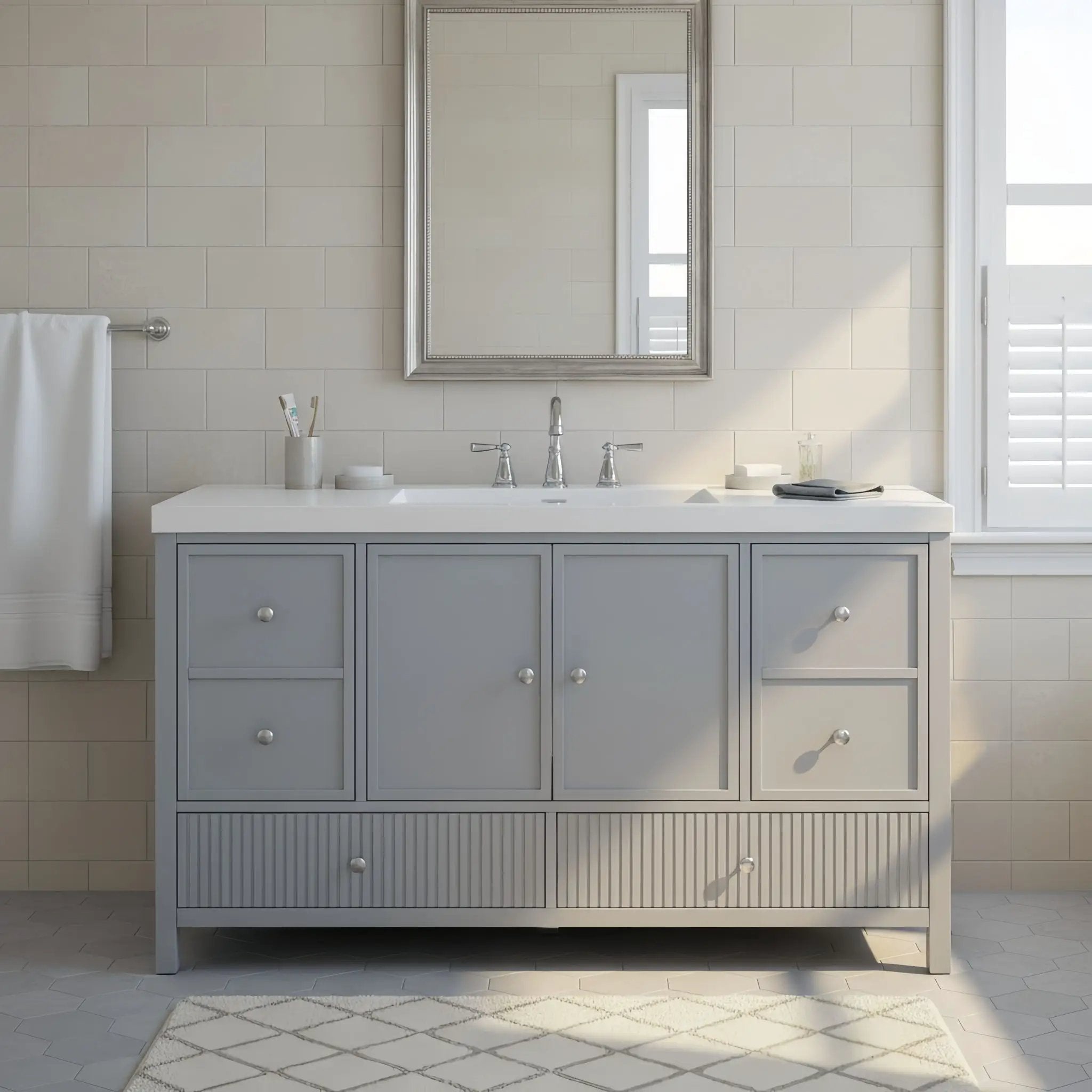 Bathroom Vanity With Separate Sink, Soft Close Doors And 4 Drawers by HouseOfZazla