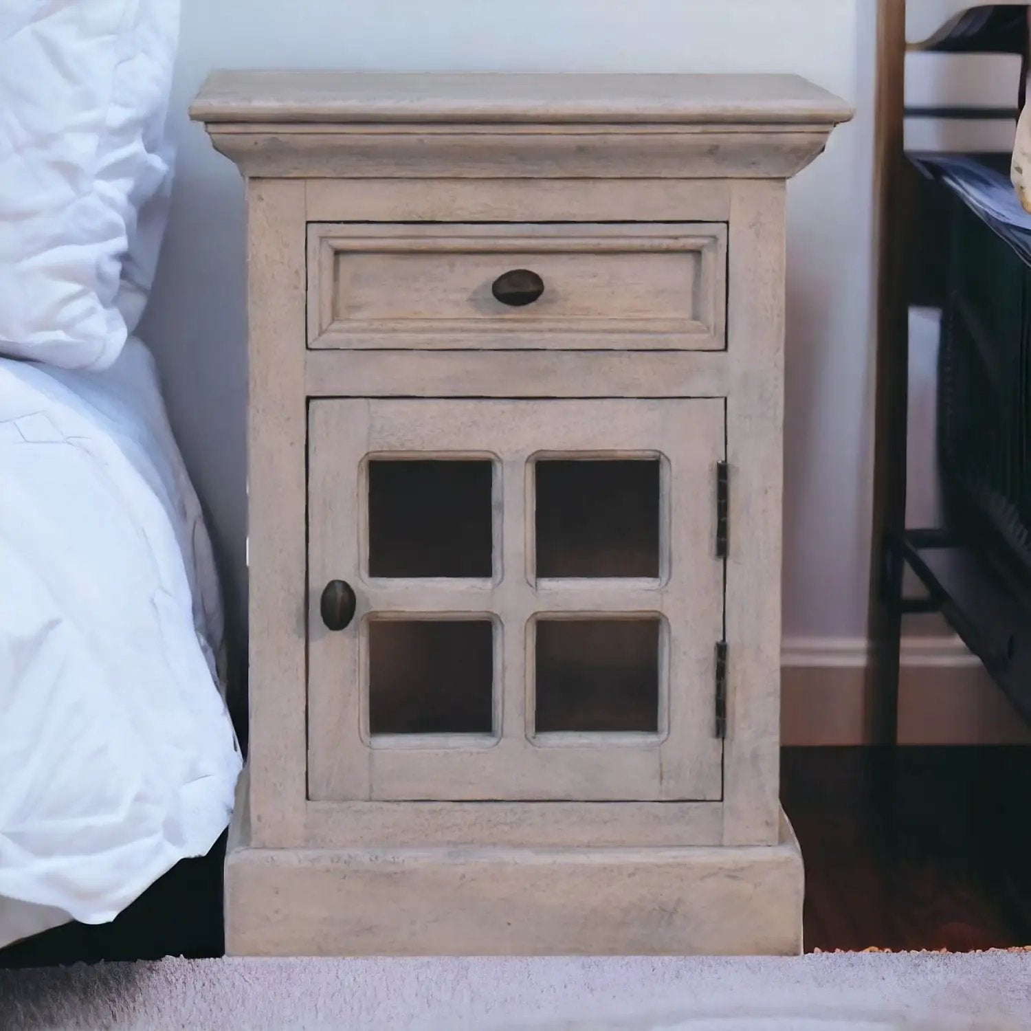 Glazed Bedside Table - Stone White by HouseOfZazla