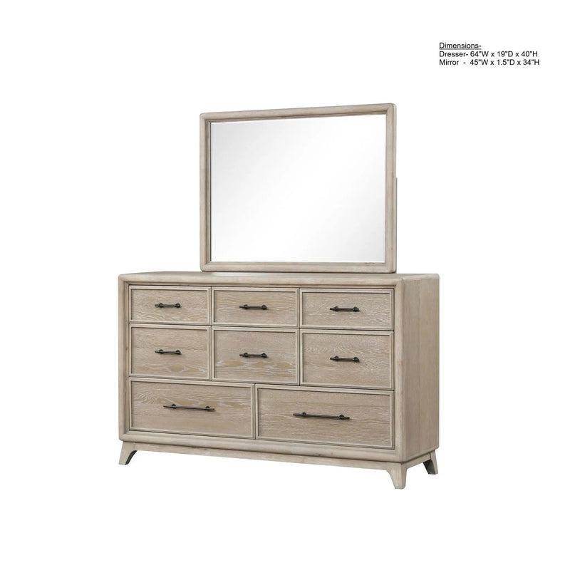 8 Drawers Dresser With Mirror, Bedroom Furniture - Oak by Unique Piece Furniture