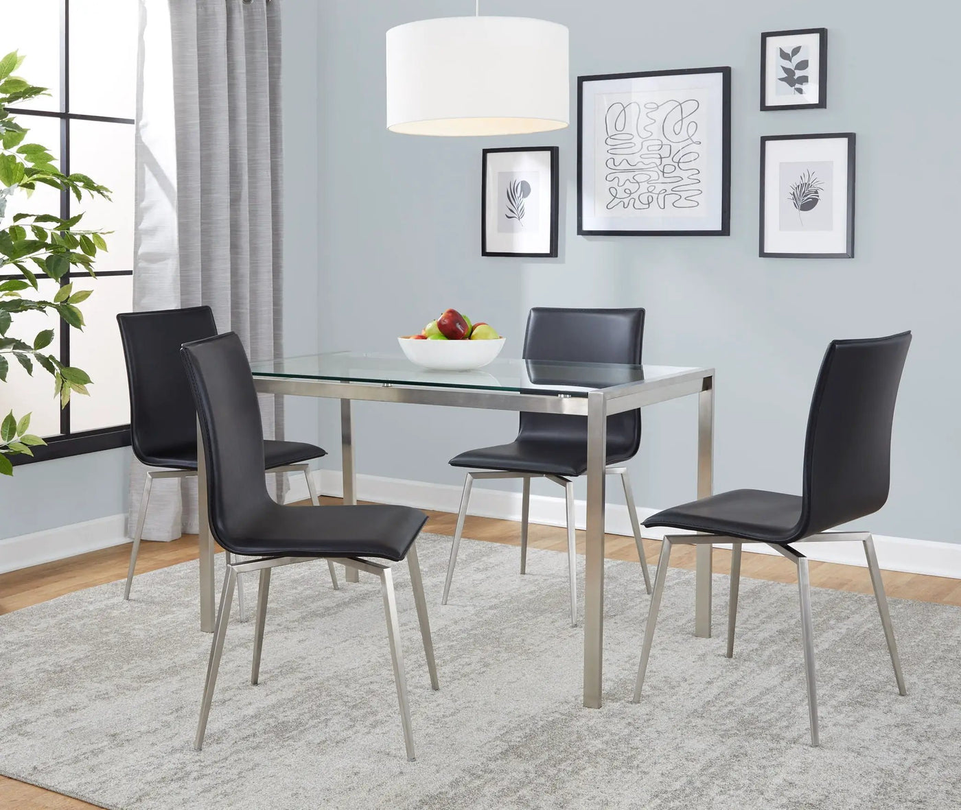 Fuji Mason - Upholstered Swivel Contemporary Dining Set Dining Set, Glass, 5 Piece by HouseOfZazla