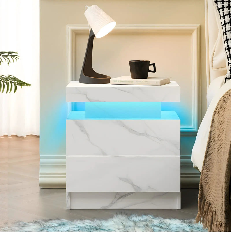 Modern LED Nightstand with 2 Drawers by HouseOfZazla