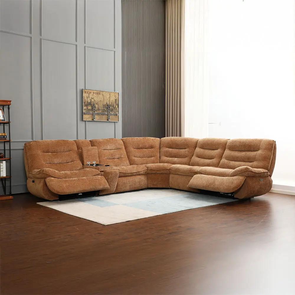 Emmy - Power Motion Sectional Sofa - Orange Chenille by Unique Piece Furniture