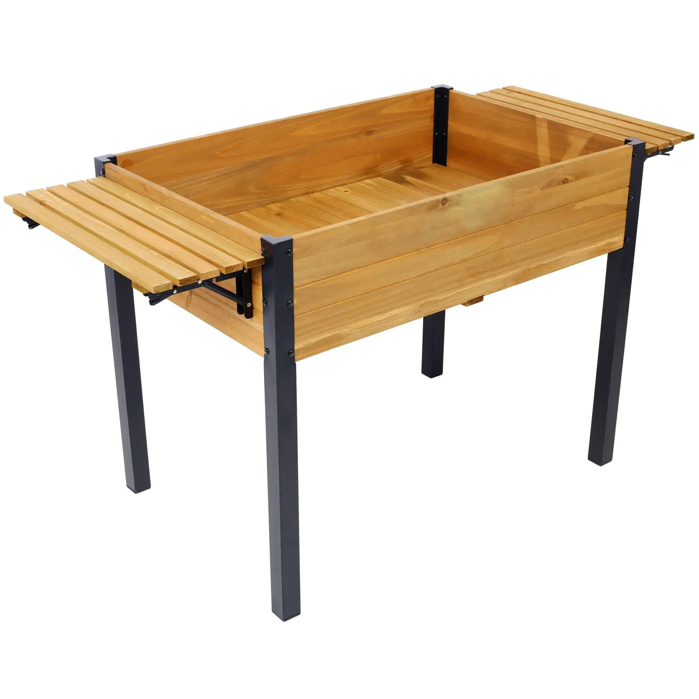 Raised Garden Bed With Metal Legs And Folding Storage Shelf by Unique Piece Furniture