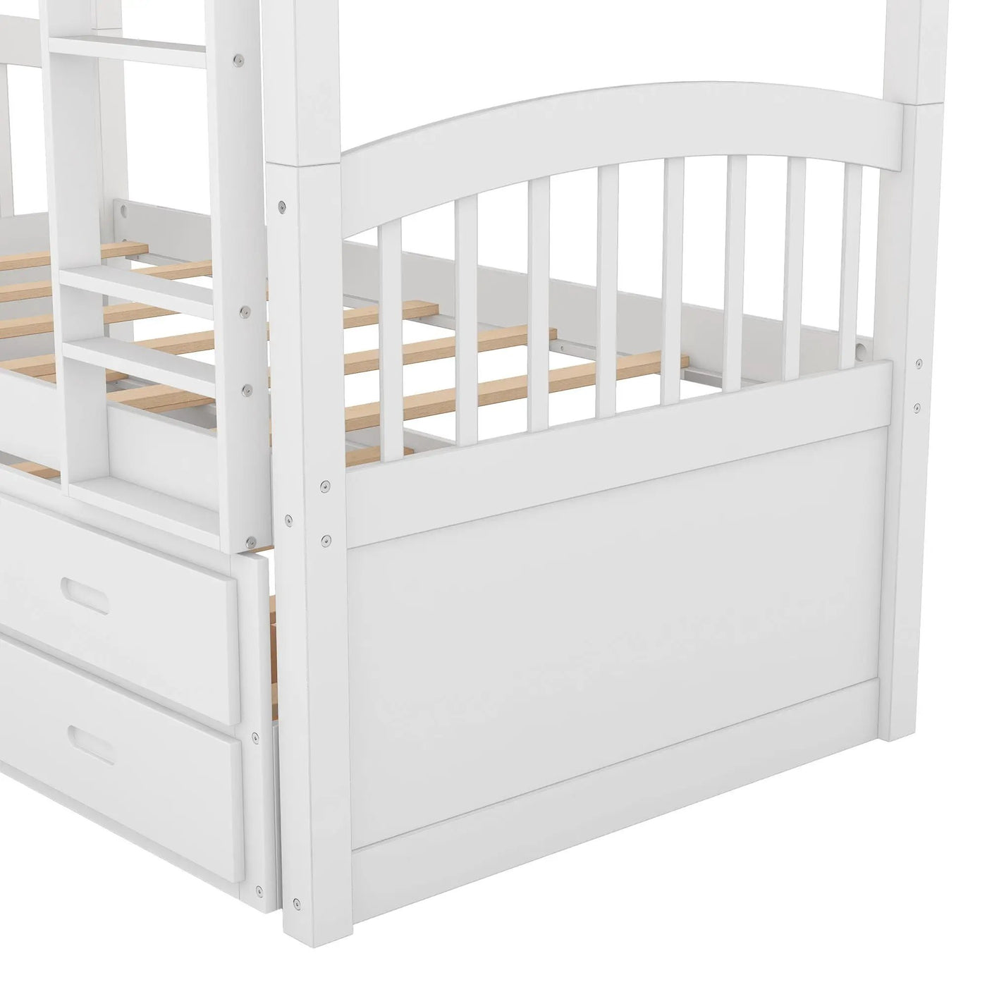 Bunk Bed With Trundle And Drawers, Arched Headboard And Footboard by HouseOfZazla