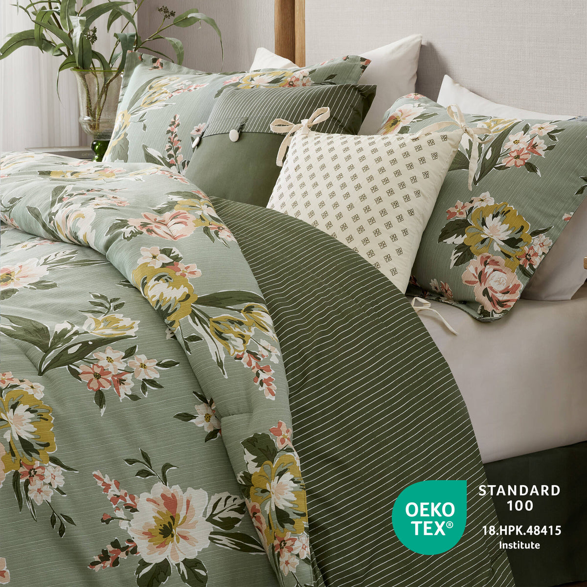 Cal King Floral Comforter Set with Cotton Blend - 7 Piece Set, photo 4 of 10