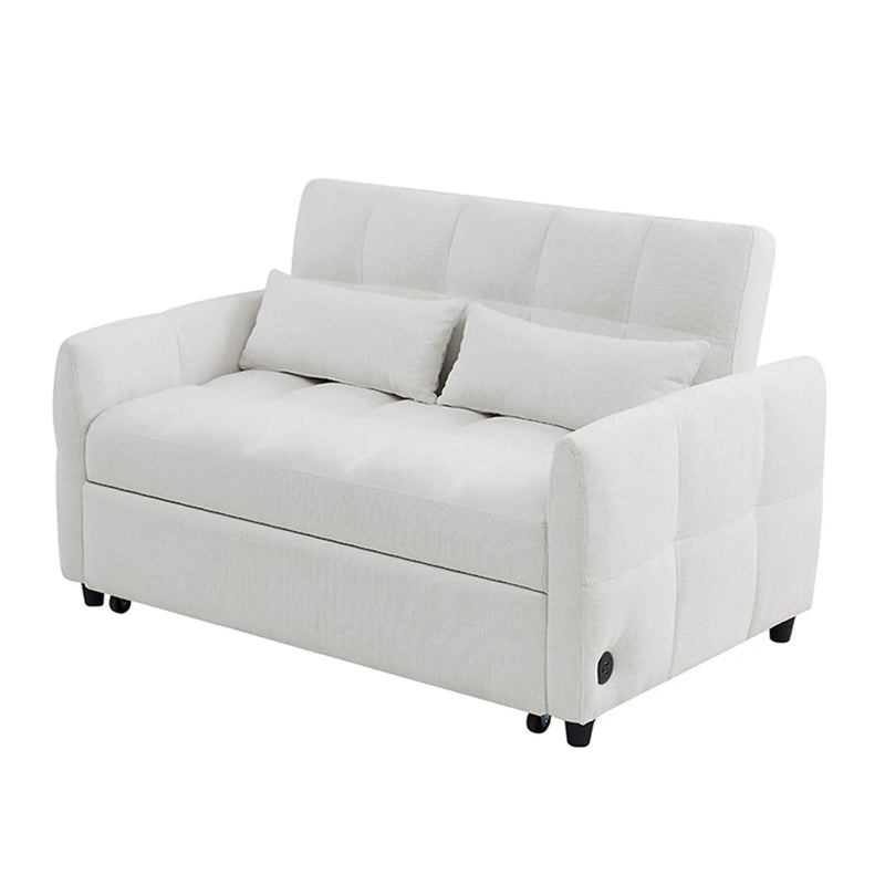 Loveseat Sofa Pull-Out Bed With Adjustable Backrest, 3 USB Ports And 2 Lumbar Pillows For Living Room by HouseOfZazla
