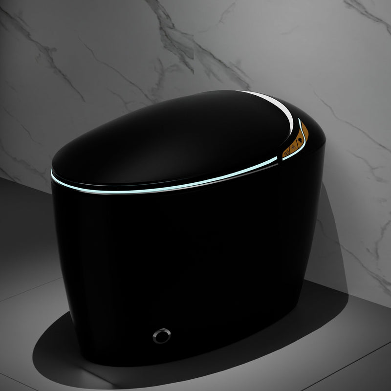 Smart Toilet with Bidet Built In, Auto Open/Close & Foot Sensor - White Porcelain