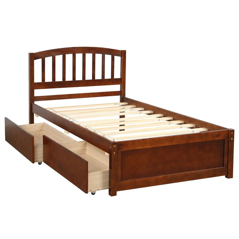 Platform Storage Bed Wood Bed Frame With Two Drawers And Headboard by HouseOfZazla