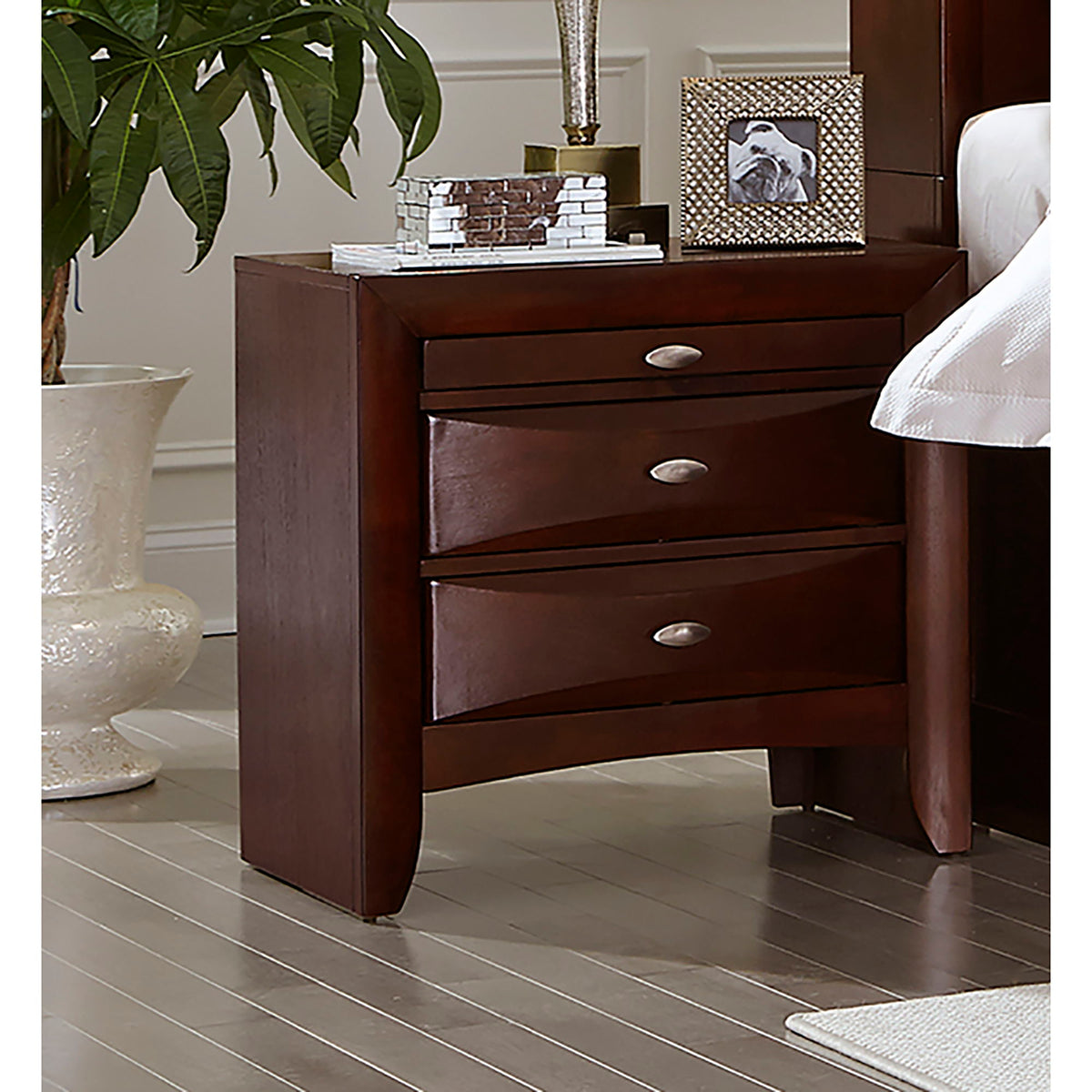 Nightstand with Spacious Drawers and Chambered Fronts - Black or Dark Brown, photo 6 of 13