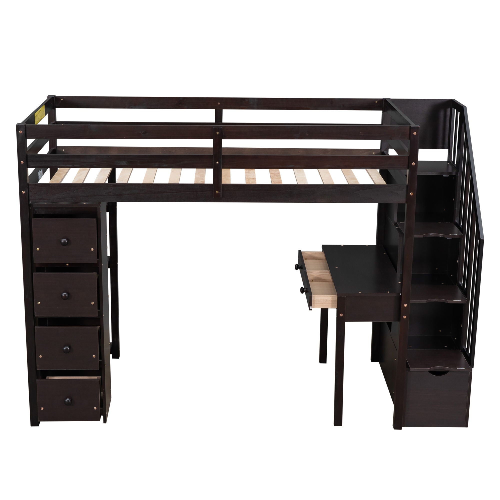 Loft Bed With Storage Drawers, Desk And Stairs With Shelves by HouseOfZazla