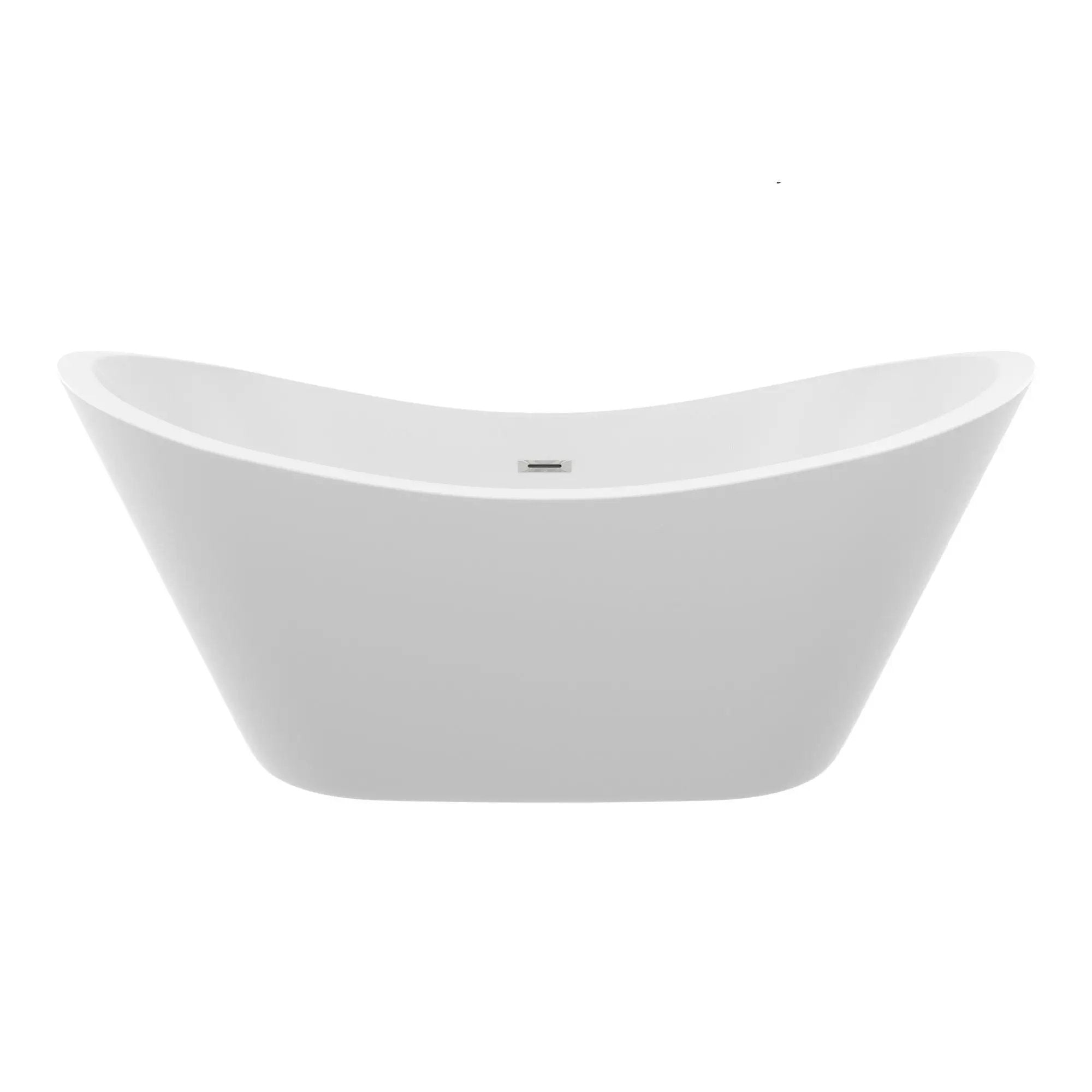 Glossy Freestanding Bathtub, Double Slipper Design, Deep Soaking Comfort by HouseOfZazla