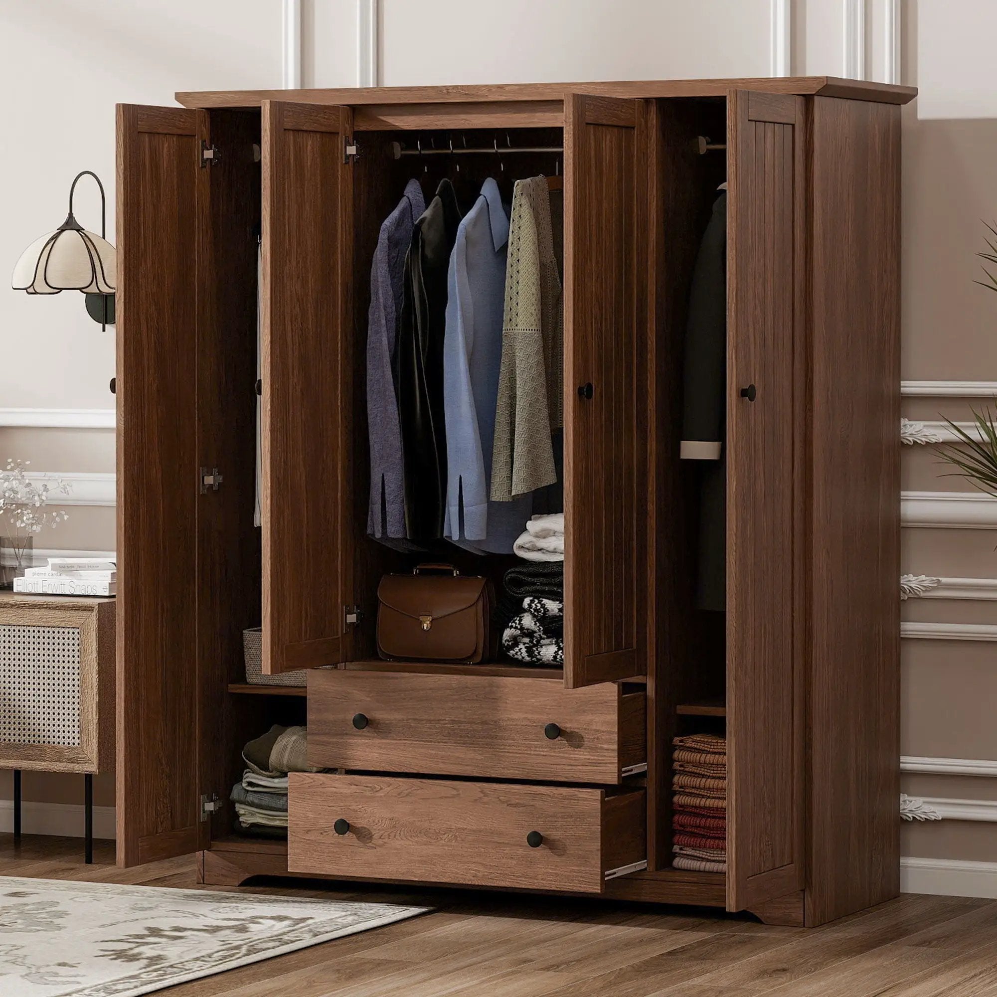 4 Door Wardrobe Armoire With 2 Drawers by HouseOfZazla
