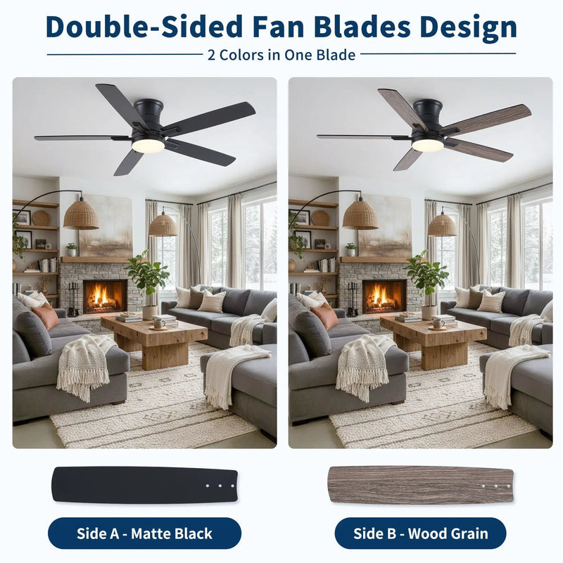 Mordern Flush Mount Ceiling Fan With Light And Remote Control by HouseOfZazla