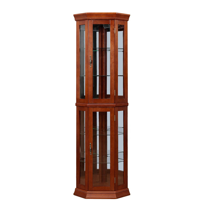 Corner Curio Cabinet With Lights, Adjustable Tempered Glass Shelves, Mirrored Back, Display Cabinet (E26 Light Bulb Not Included) by HouseOfZazla