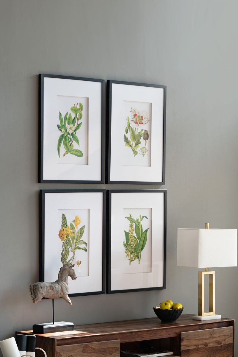 Botanical Flower Wall Art Set of 4 with Framed Prints - White / Blue, photo 6 of 15