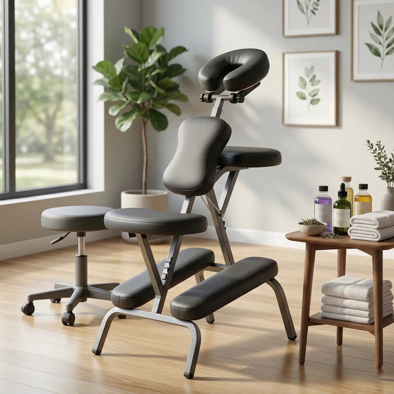 Portable Massage Chair for Tattoo and Spa with Adjustable Face Cradle and Carrying Bag by HouseOfZazla