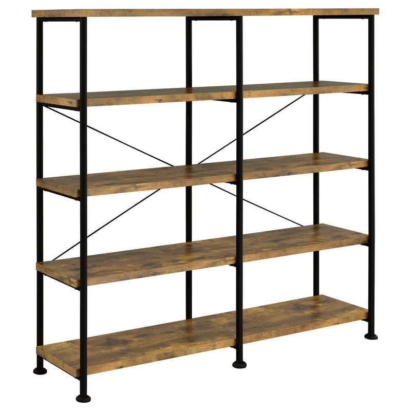 Analiese 63-inch 4-shelf Double Bookshelf Rustic Nutmeg by Unique Piece Furniture