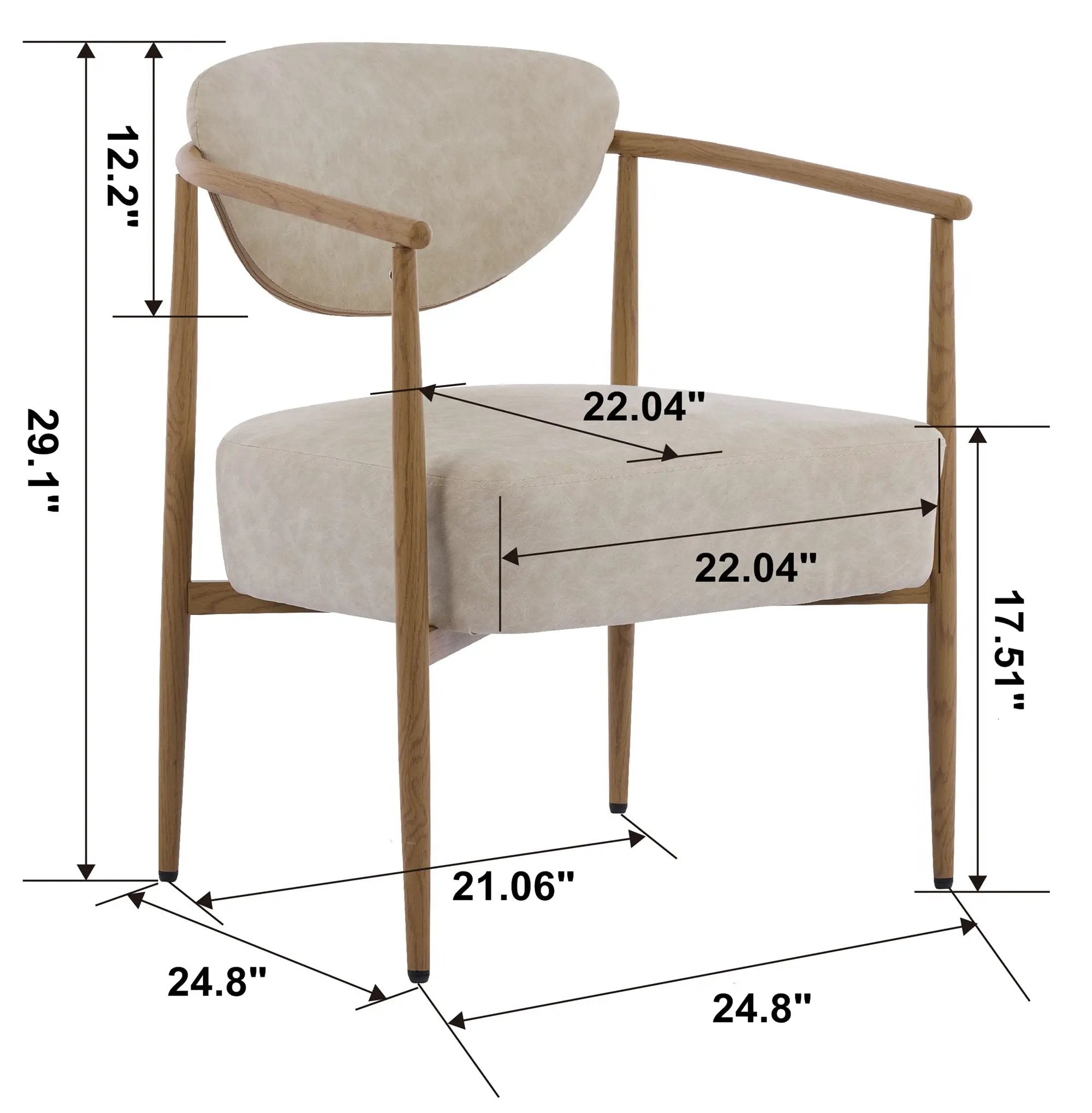 Beige PU Leather Dining Room Chair with Metal Frame by HouseOfZazla