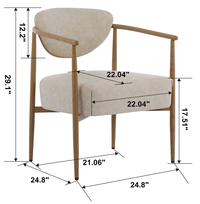 Beige PU Leather Dining Room Chair with Metal Frame by HouseOfZazla