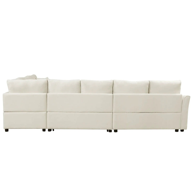 L-Shaped Sofa Convertible Sofa Bed Pull Out Sofa Sleeper With Two Back Pillows, Two USB Ports And Two Power Sockets For Living Room by HouseOfZazla