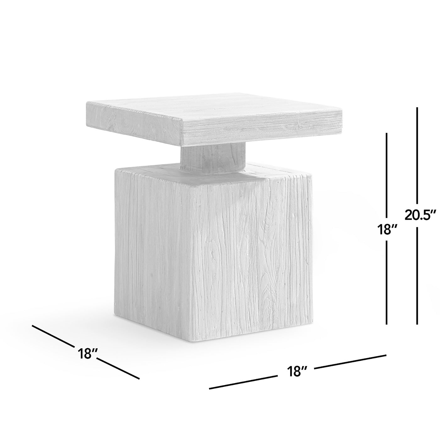 Calder 18' Solid Square Reclaimed Elm Block Plinth Side Table, Heritage Light Natural Brown by HouseOfZazla