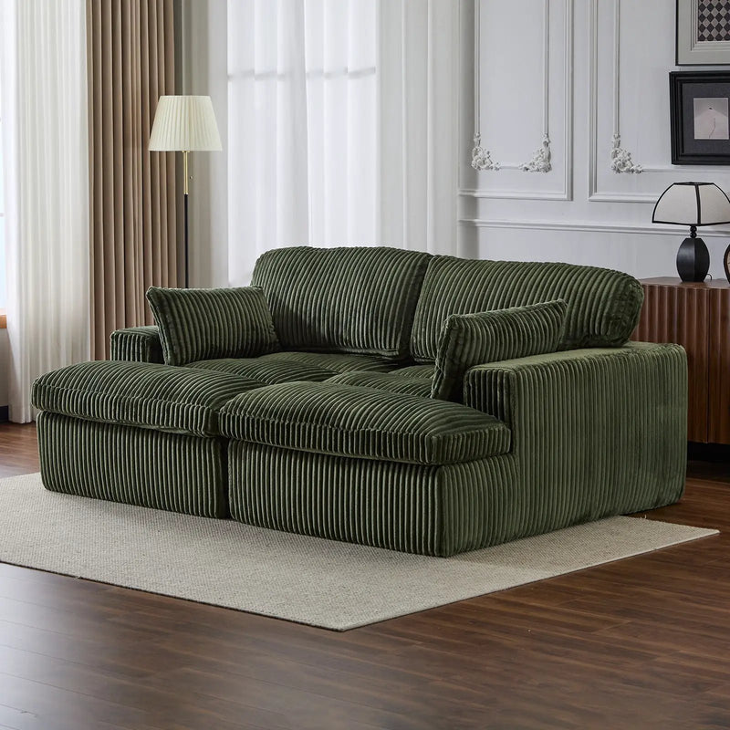 Double Chaise Lounge Chair, Oversized Upholstered Sleeper Cloud Couch by Unique Piece Furniture
