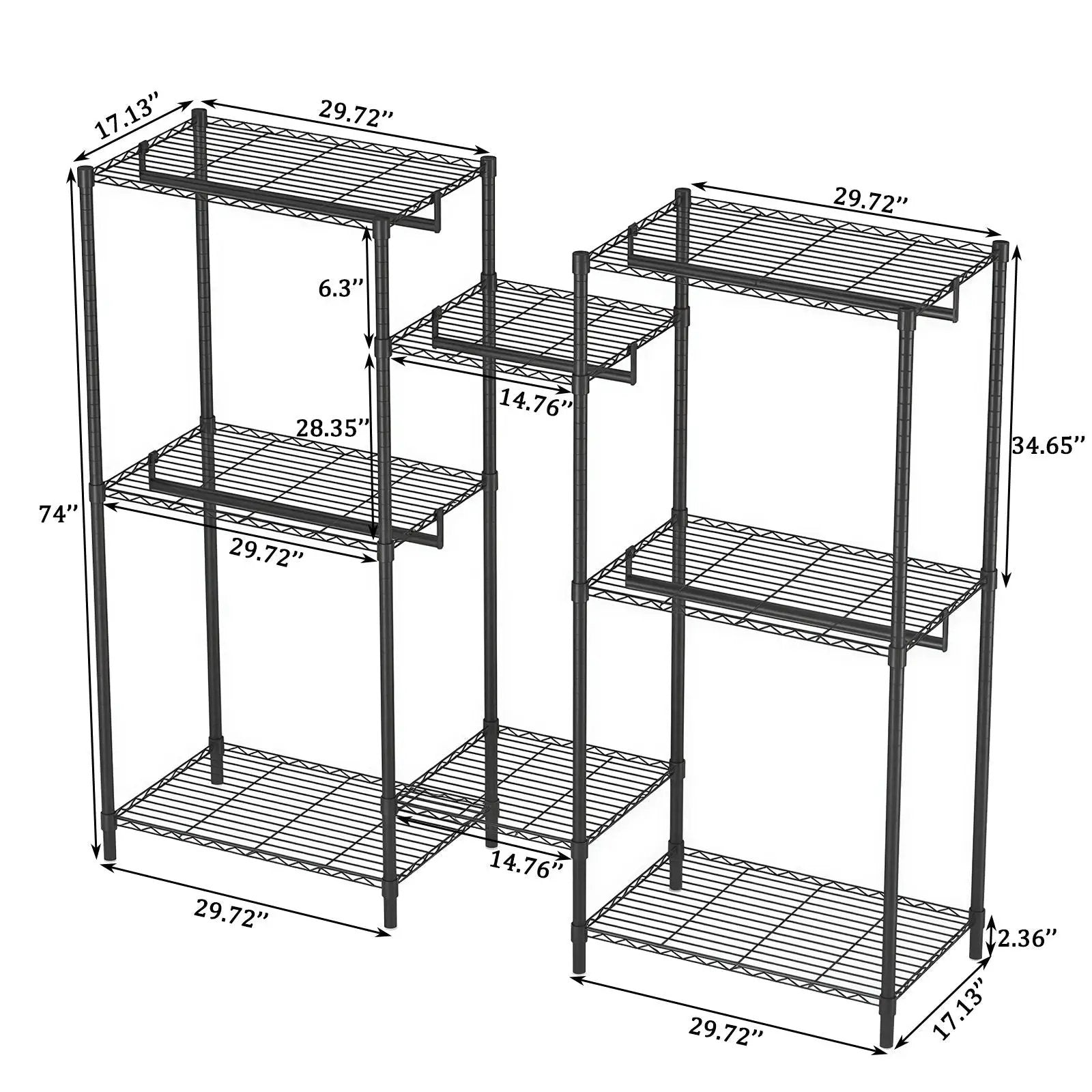 Heavy Duty Garment Rack With 8 Adjustable Wire Shelves And 5 Clothes Rails by HouseOfZazla