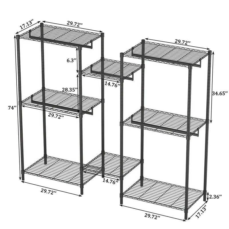 Heavy Duty Garment Rack With 8 Adjustable Wire Shelves And 5 Clothes Rails by HouseOfZazla