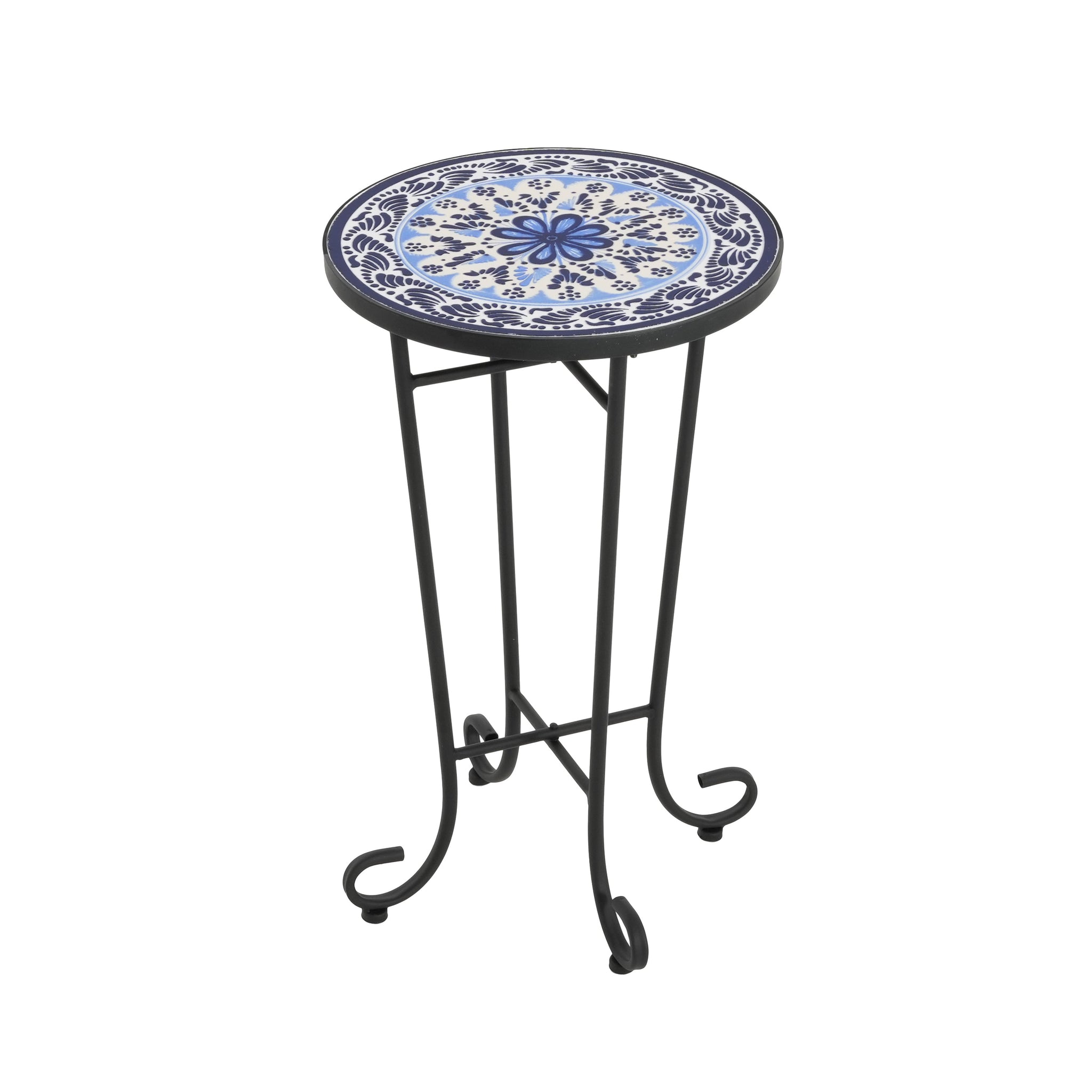 Patio Side Table, Blue+Black by HouseOfZazla