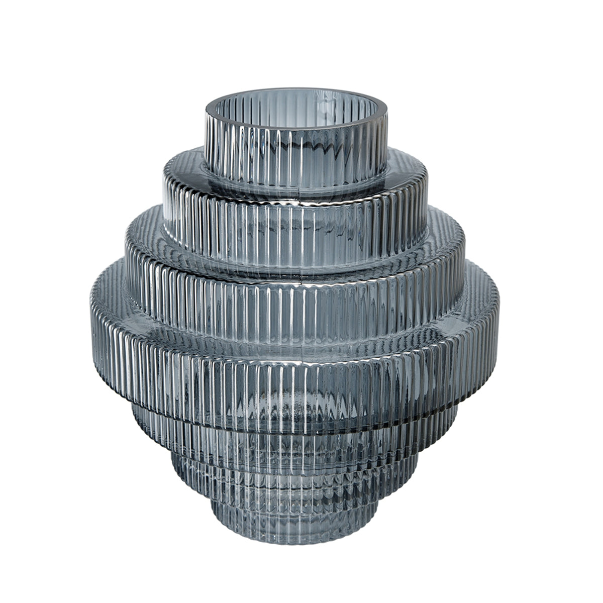 Multi-Tiered Geometric Vase with Smoked Glass Finish by HouseOfZazla