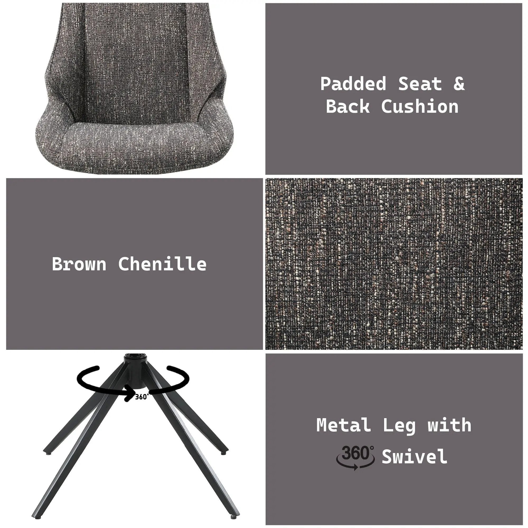 Malika - Side Chair With Swivel (Set of 2) - Brown Gray by HouseOfZazla