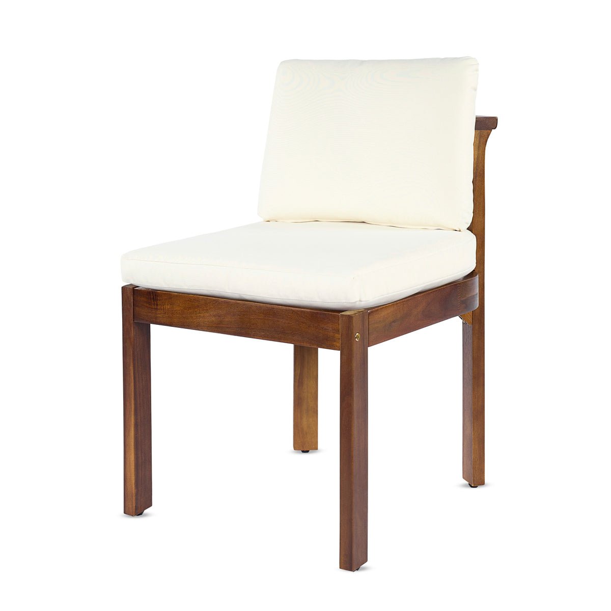 Acacia Wood Outdoor Dining Chair Set of 4 with Water-Repellent Cushions – Brown, Cream or Cream, Teak, photo 6 of 10