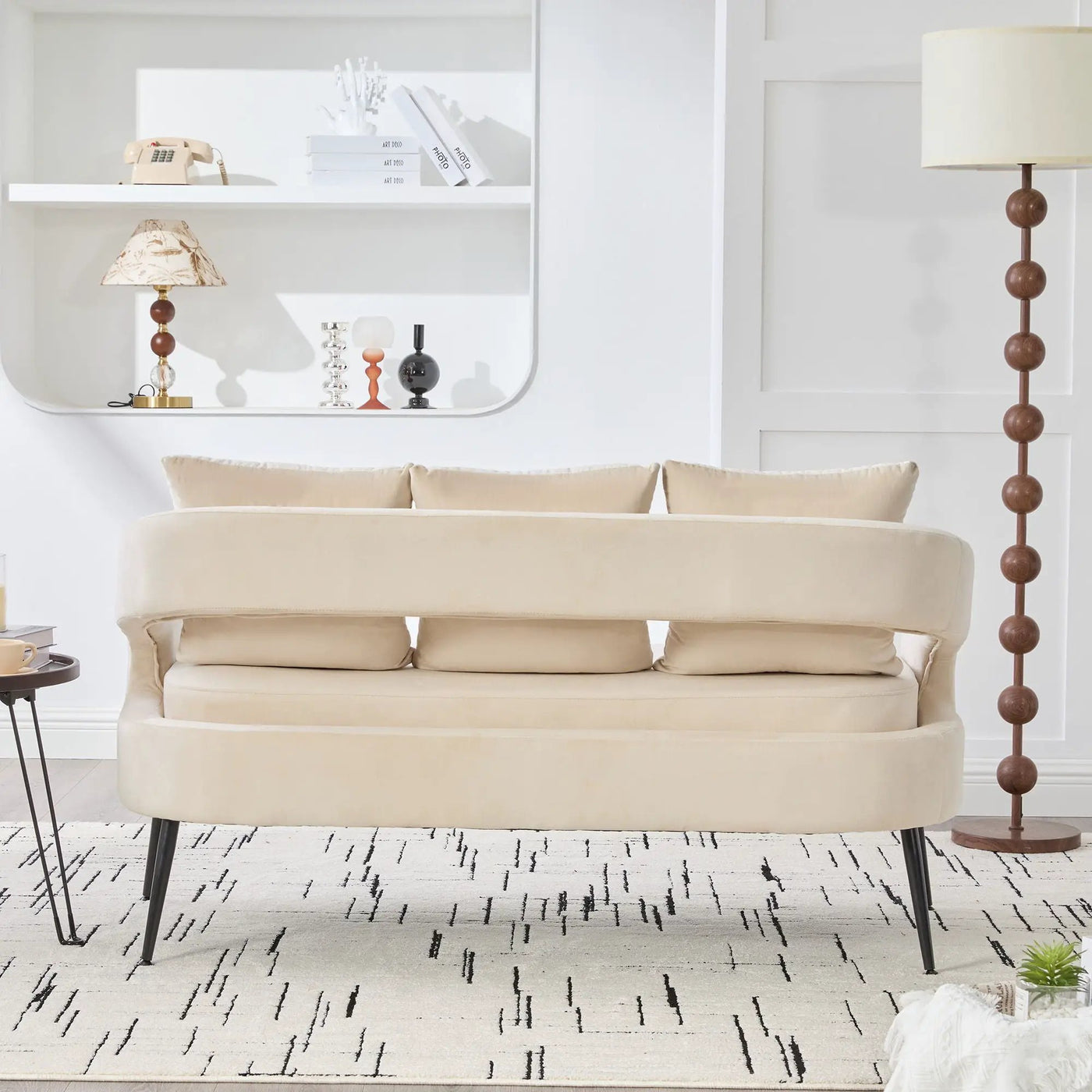 Open Back Loveseat Settee With 3 Pillows by HouseOfZazla