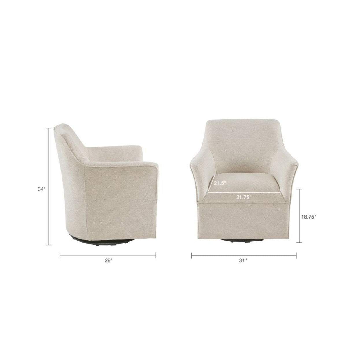 Swivel Glider Chair with 360° Rotation and Metal Base - Beige or Gray, photo 3 of 16