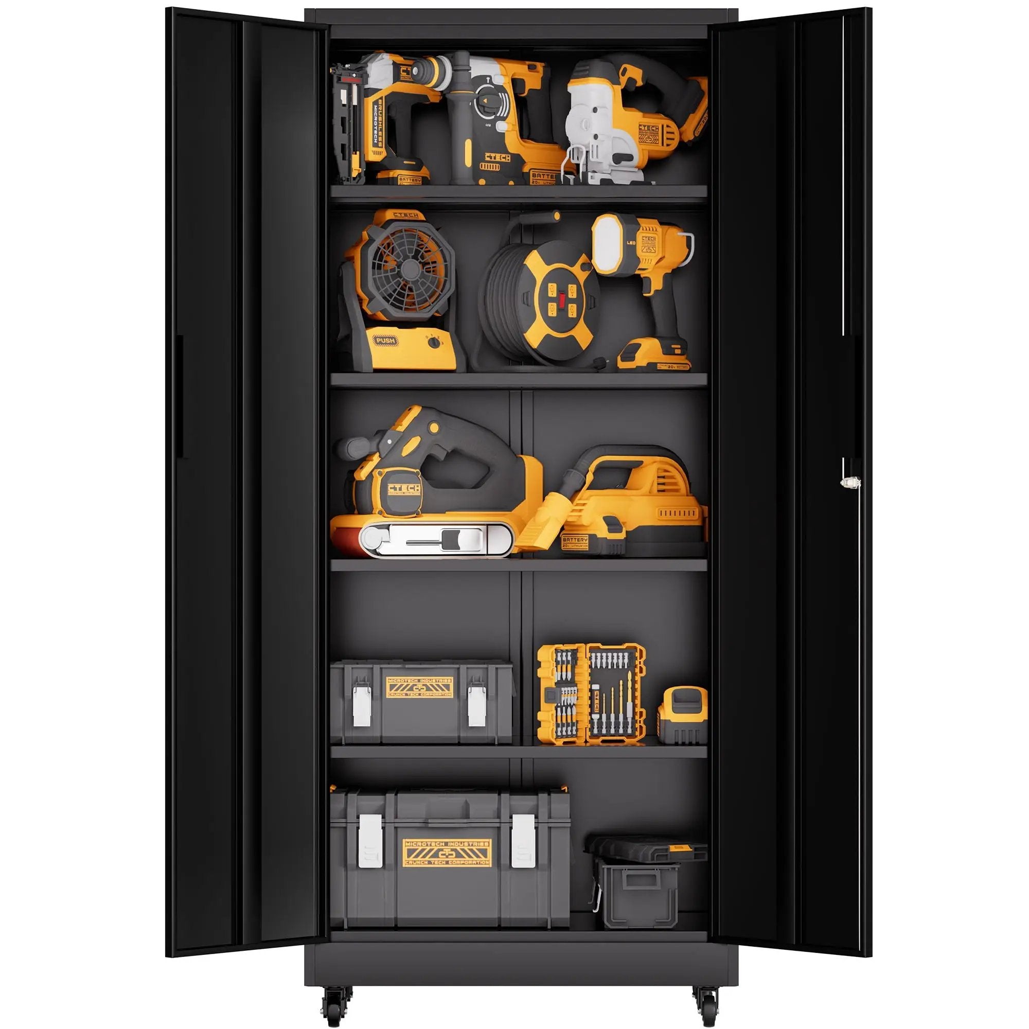 Heavy Duty Rolling Cabinet With Lock, Garage Storage Cabinet, 4 Adjustable Shelves For Tool Organization by HouseOfZazla