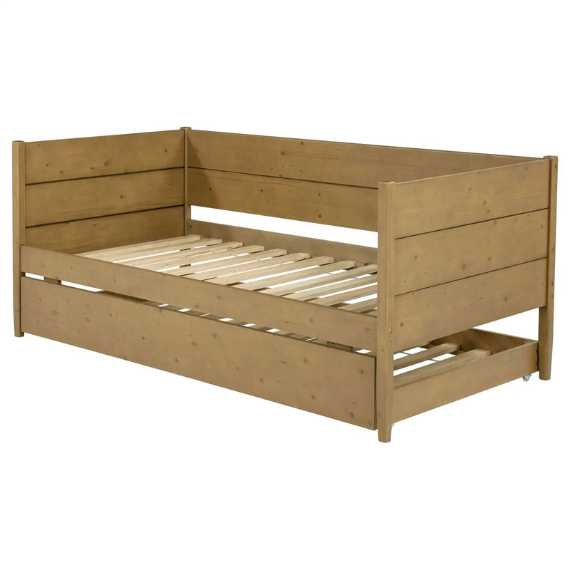 Calinda Wood Twin Daybed With Trundle Natural by Unique Piece Furniture