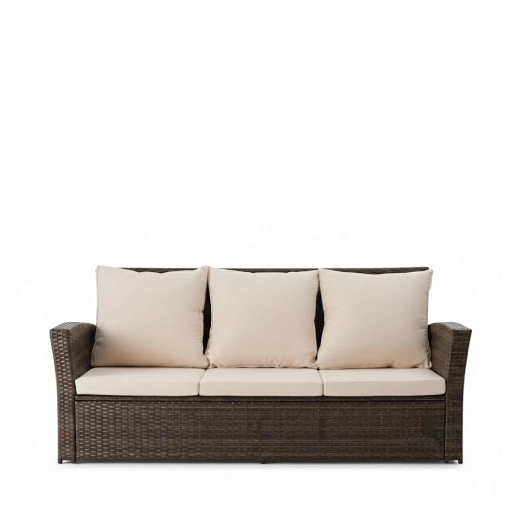 All-Weather Wicker 3 Seat Patio Sofa With Thick Cushions by HouseOfZazla