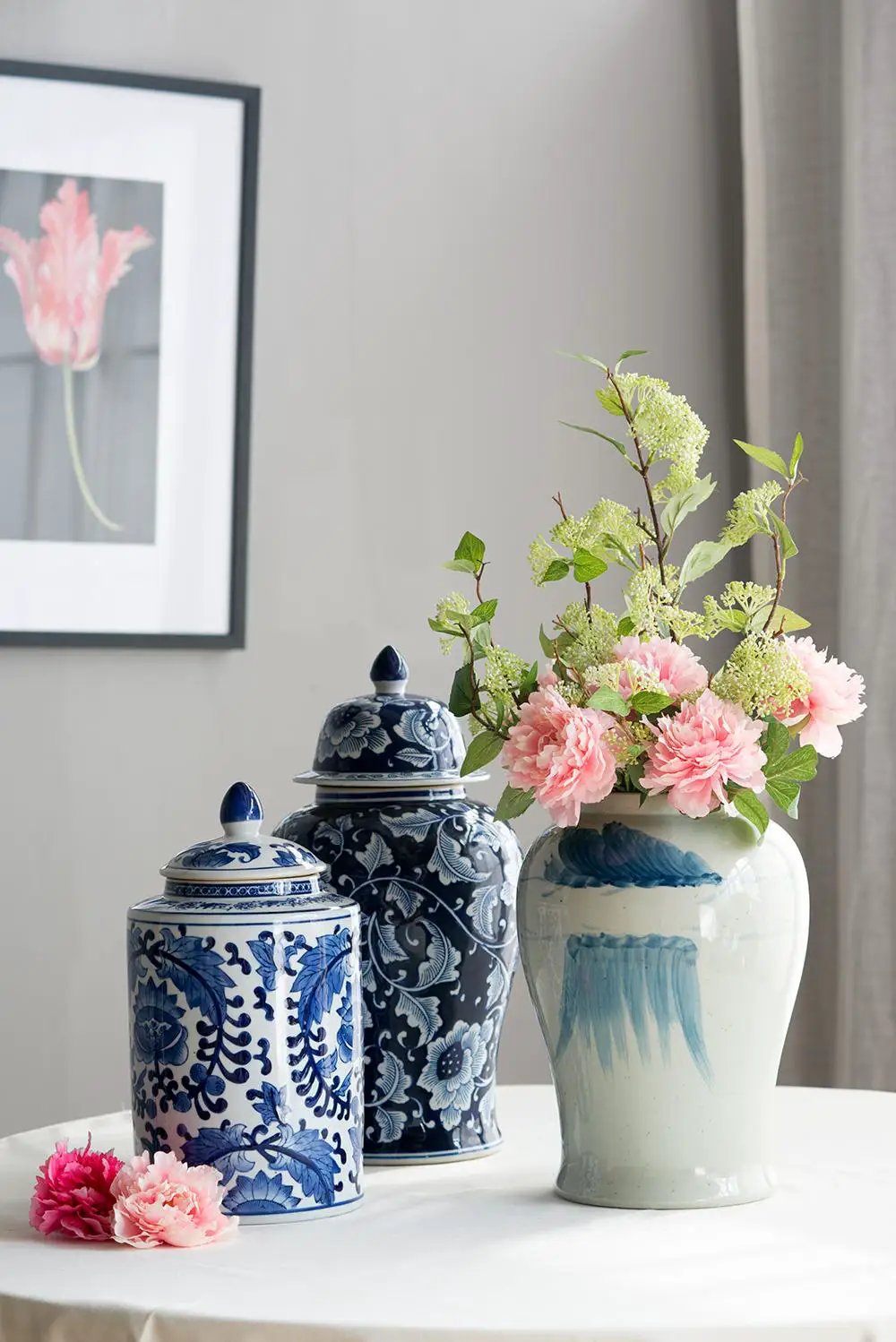 9.5x9.5x18" Porcelain Decorative Ginger Jar by HouseOfZazla