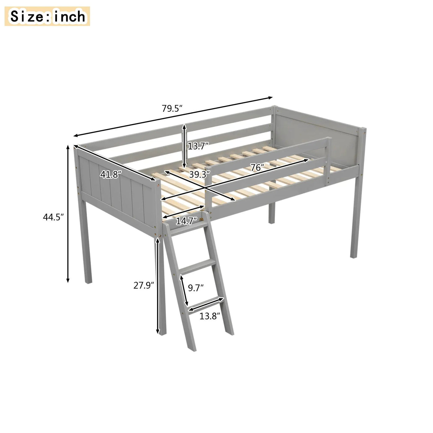 Low Loft Bed With Adjustable Ladder by HouseOfZazla