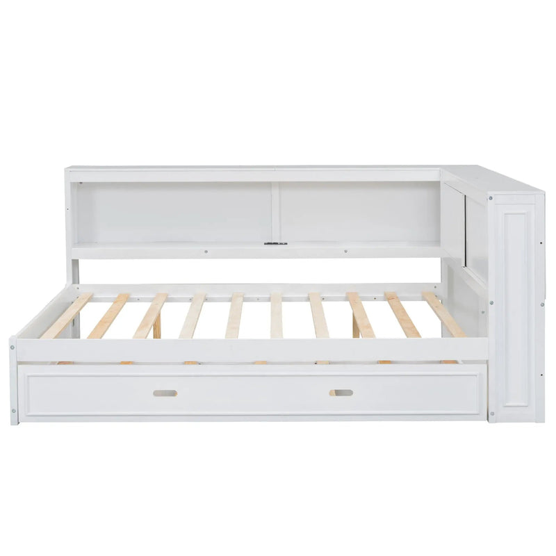 Daybed With Storage Shelves, LED, USB, And Trundle