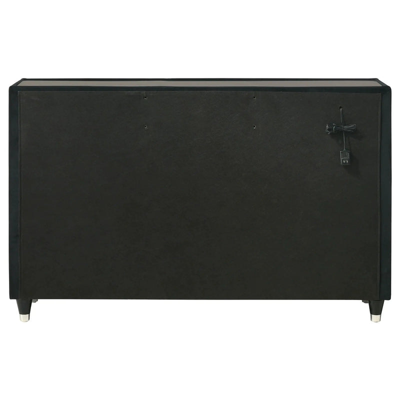 Ravenne 6-drawer Velvet Upholstered LED Dresser Cabinet Black by Unique Piece Furniture