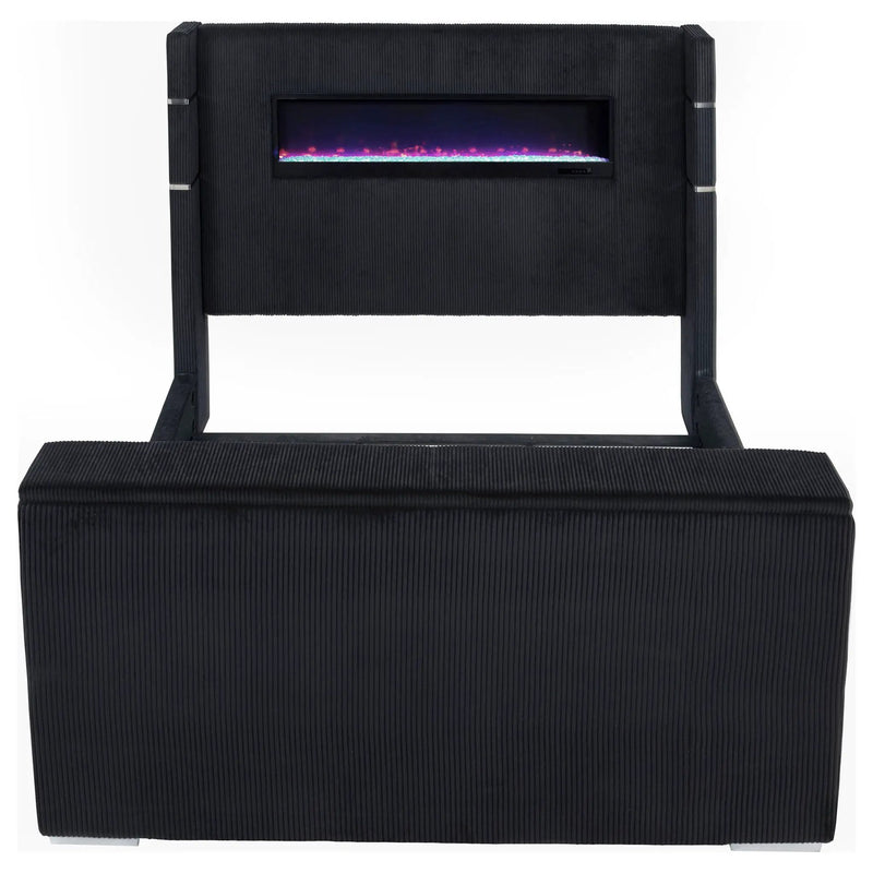 Tisdall California King Flame Visualizer TV Bed Black by Unique Piece Furniture