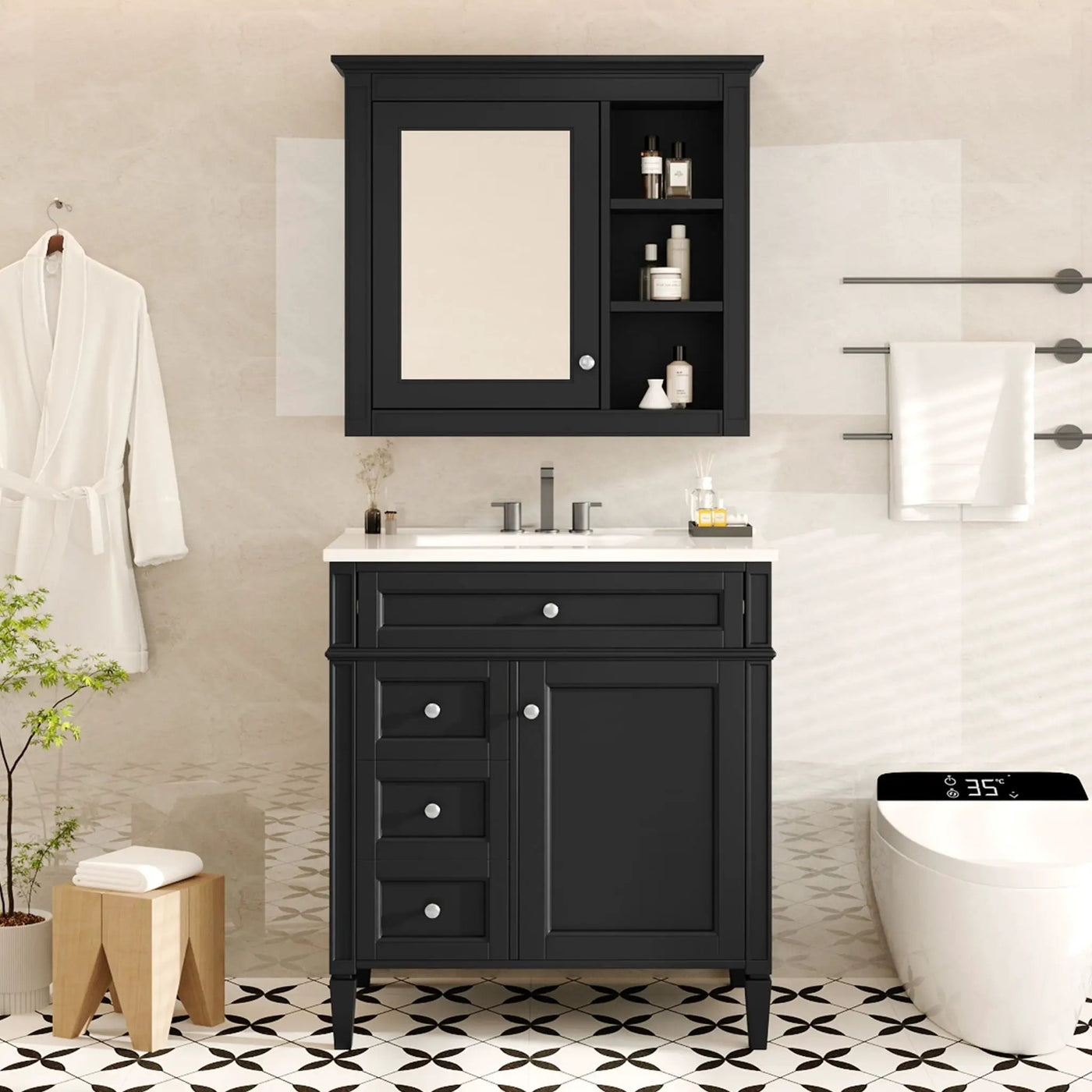 Bathroom Vanity With Medicine Cabinet and Storage by HouseOfZazla