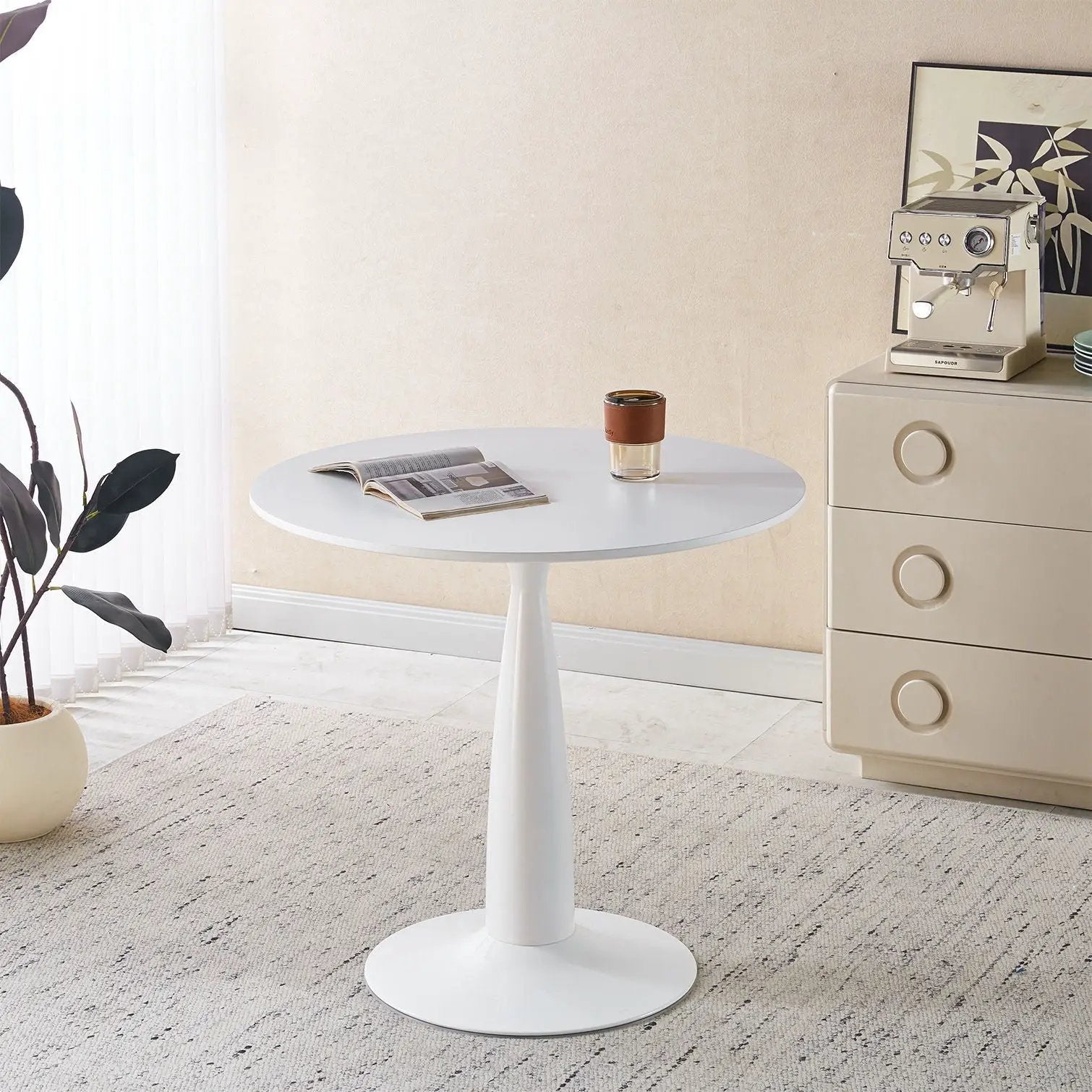 Pedestal Table, Round For Kitchen - White by Unique Piece Furniture