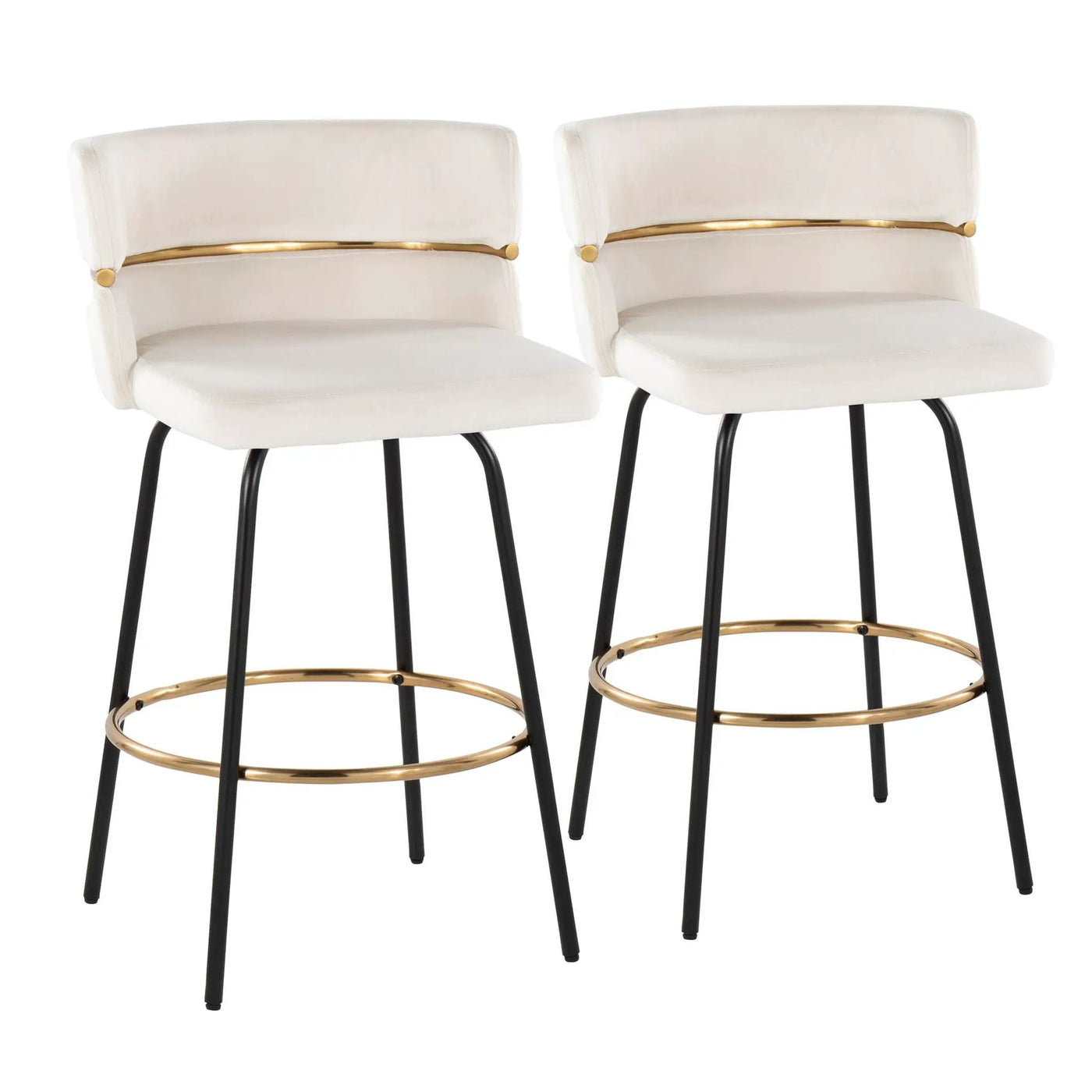 Cinch - Contemporary Fixed Height Counter Stool With Swivel & Round Footrest (Set of 2) by HouseOfZazla