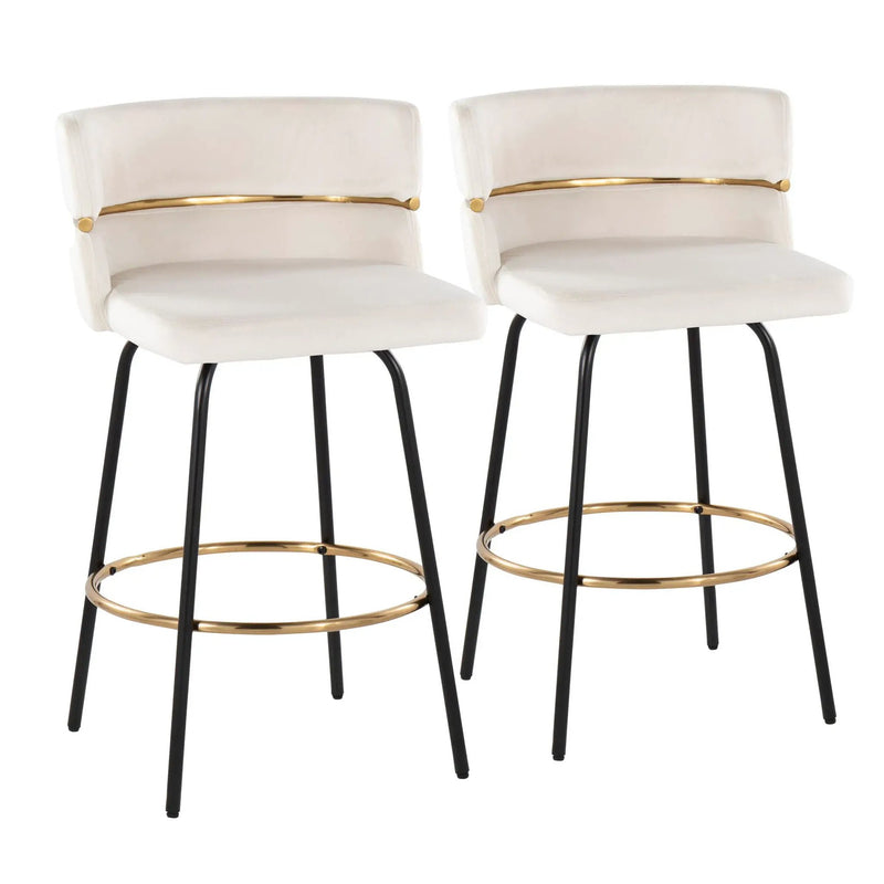 Cinch - Contemporary Fixed Height Counter Stool With Swivel & Round Footrest (Set of 2) by HouseOfZazla
