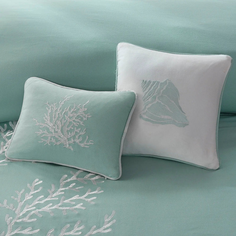 Oversized Cotton Jacquard Comforter Set Aqua King by HouseOfZazla